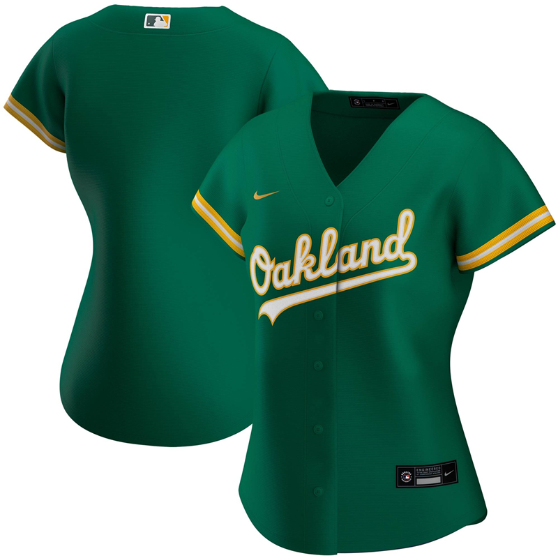2020 MLB Women Oakland Athletics Nike Kelly Green Alternate 2020 Replica Team Jersey 1